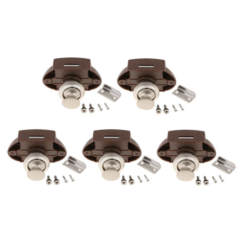 5 Pieces Cabinet Lock Keyless Push Button Latch Cupboard for RV Camper Caravan -