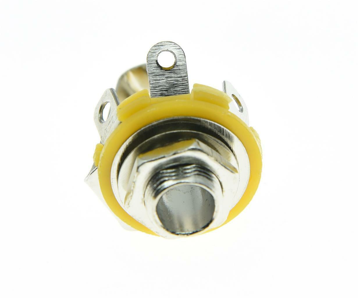 5x Electric Guitar 1/4" Stereo Jacks 6.35mm Stereo Jack Sockets Chrome!