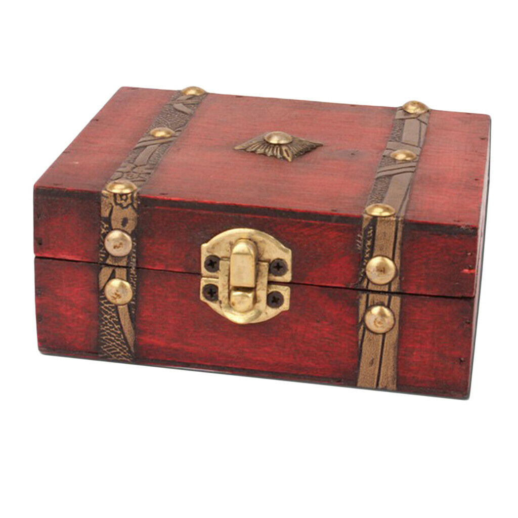 Wood Jewelry Box w/ Lock Bracelet Storage Box Organizer Holder Display Case