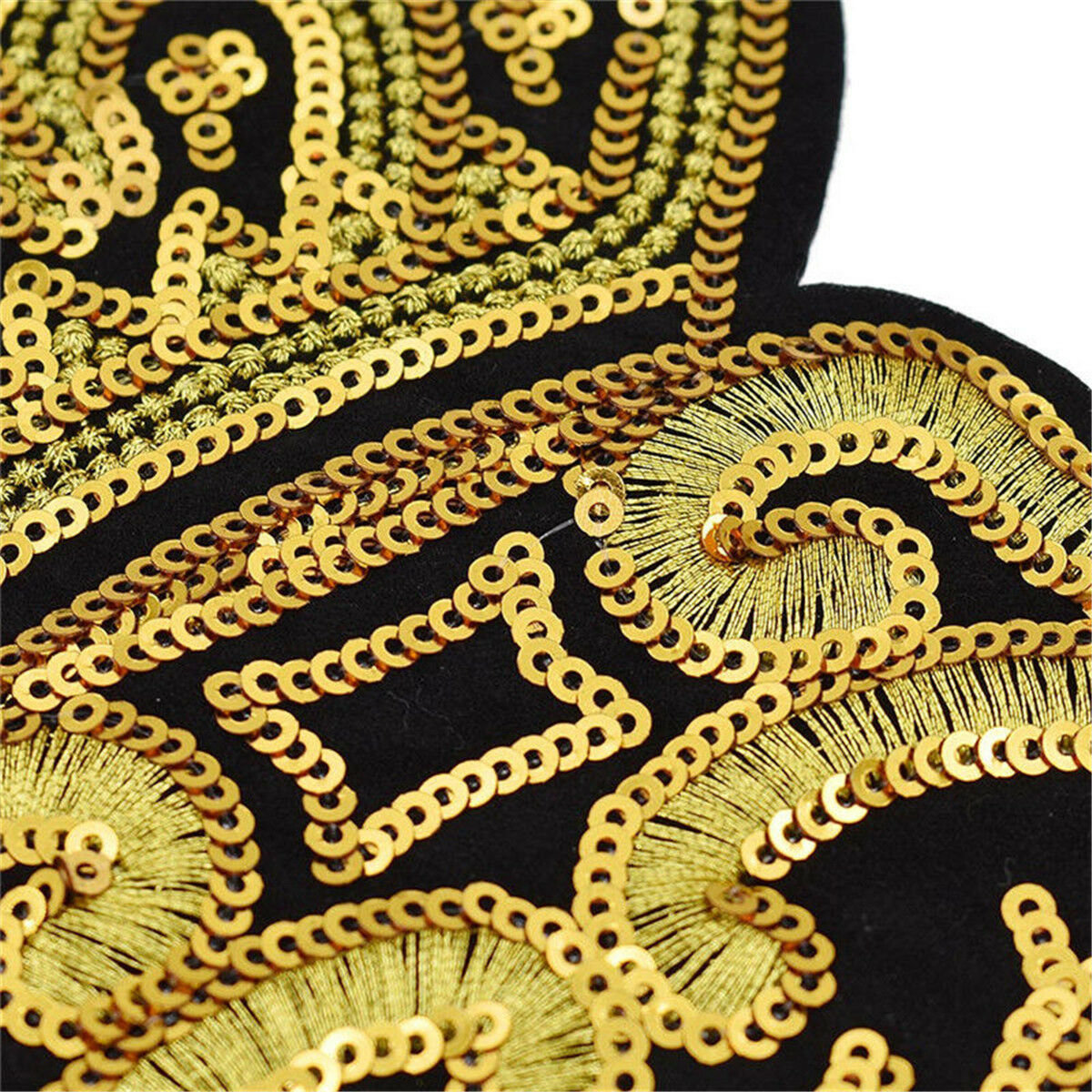 Bee Crown Wreath Sequin Embroidered Sew On Patch DIY Fashion Applique Craft