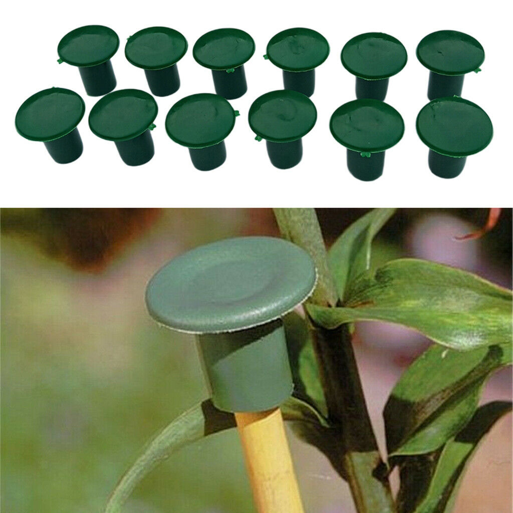 12x Green Plastic Cane End Caps Garden Cane Caps Bamboo Protectors 3cm