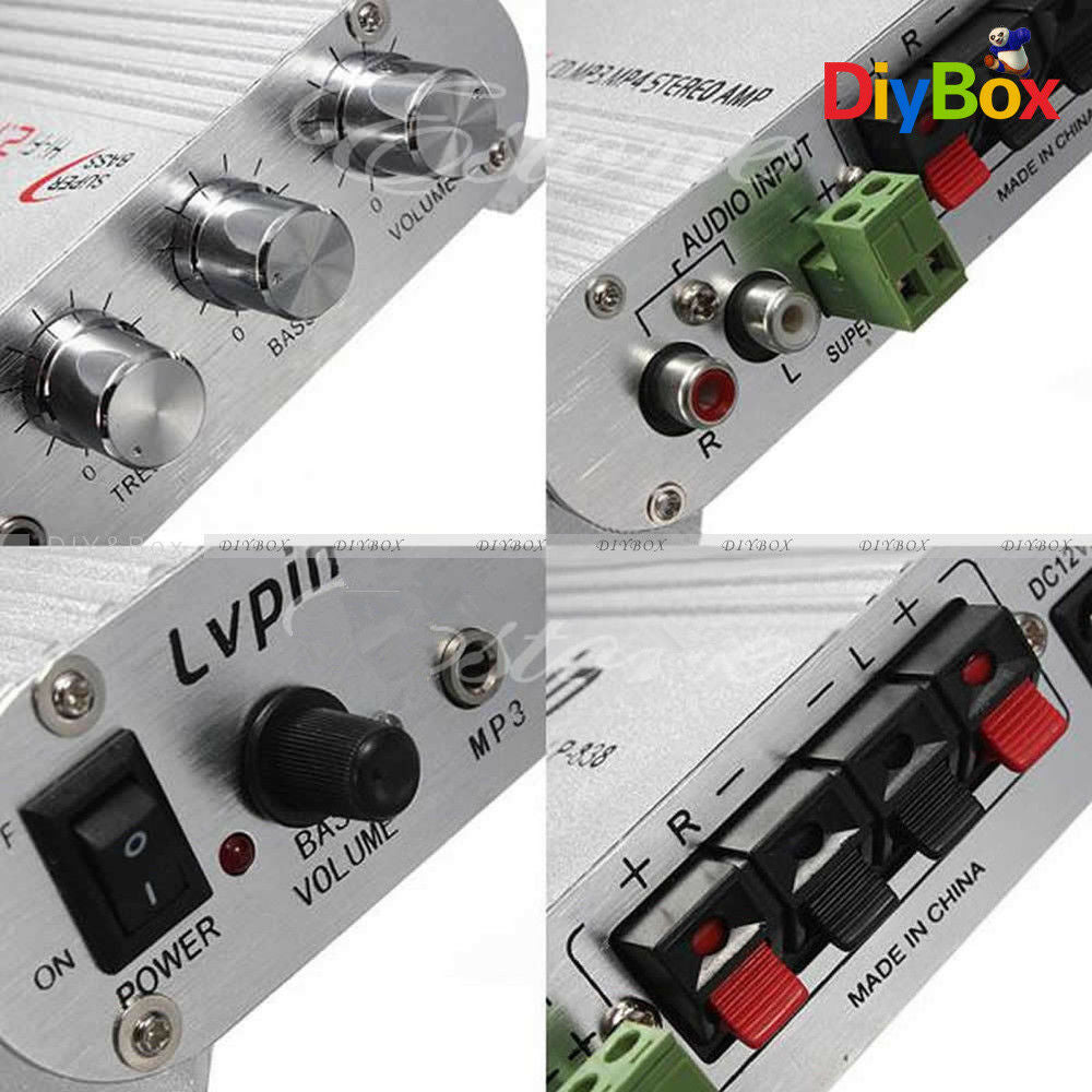 20W 12V Mini Hi-Fi Amplifier Booster Radio MP3 Stereo For Car Motorcycle Home
