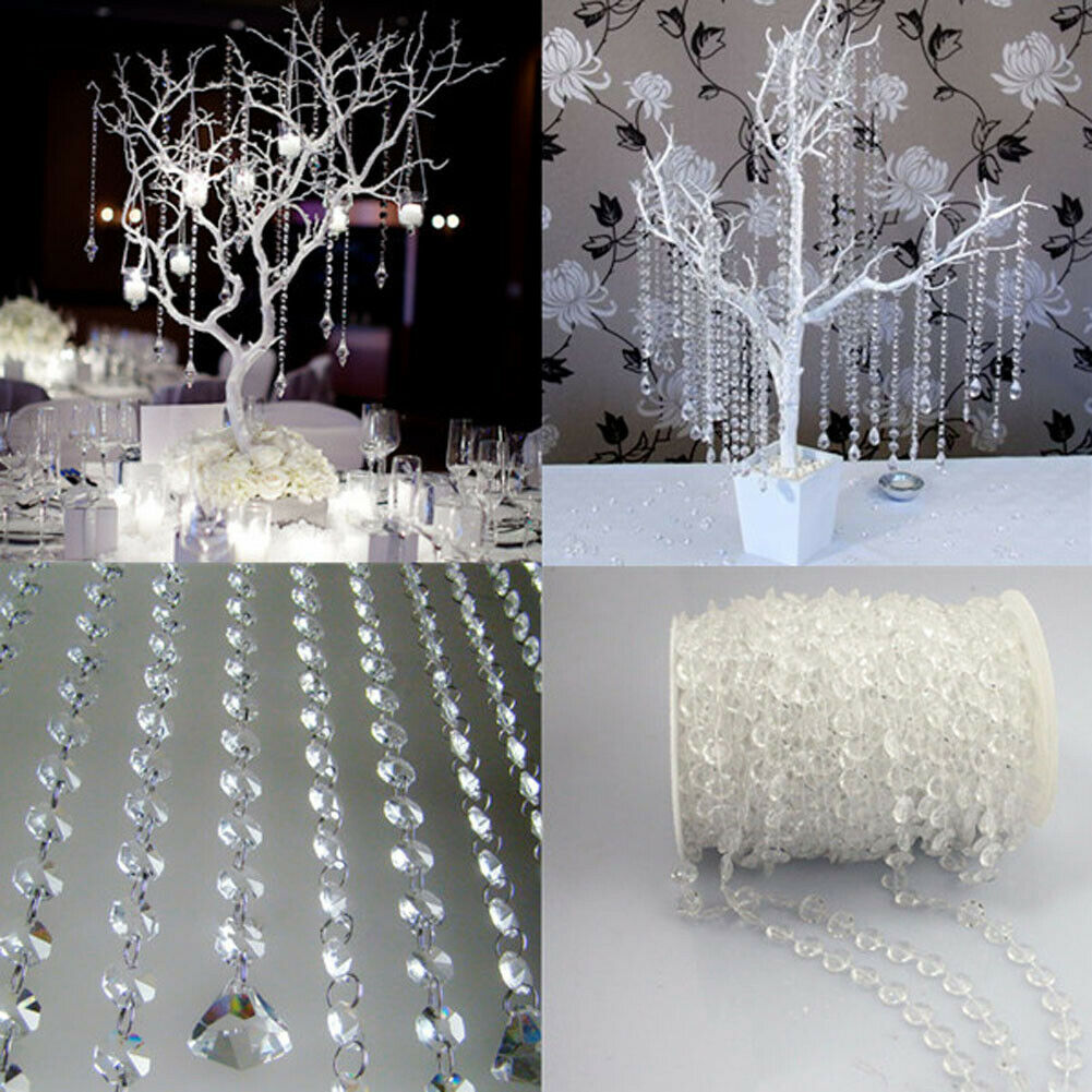 99FT Garland Diamond Acrylic Crystal Bead Curtain Wedding DIY Party Art Decor