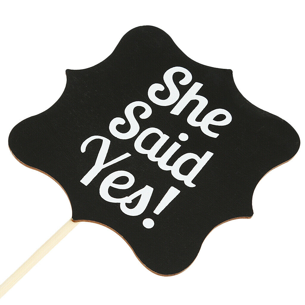 Chalkboard Style "He Asked She Said Yes" Wooden Wedding Sign Decoration