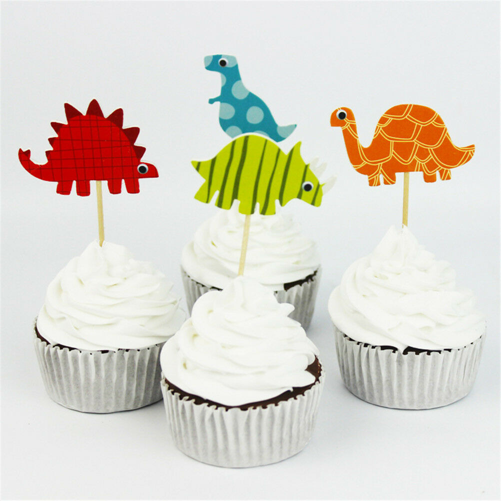 24pcs/set Dinosaur Toppers Picks Cupcake Topper Baby Shower Suppl.l8