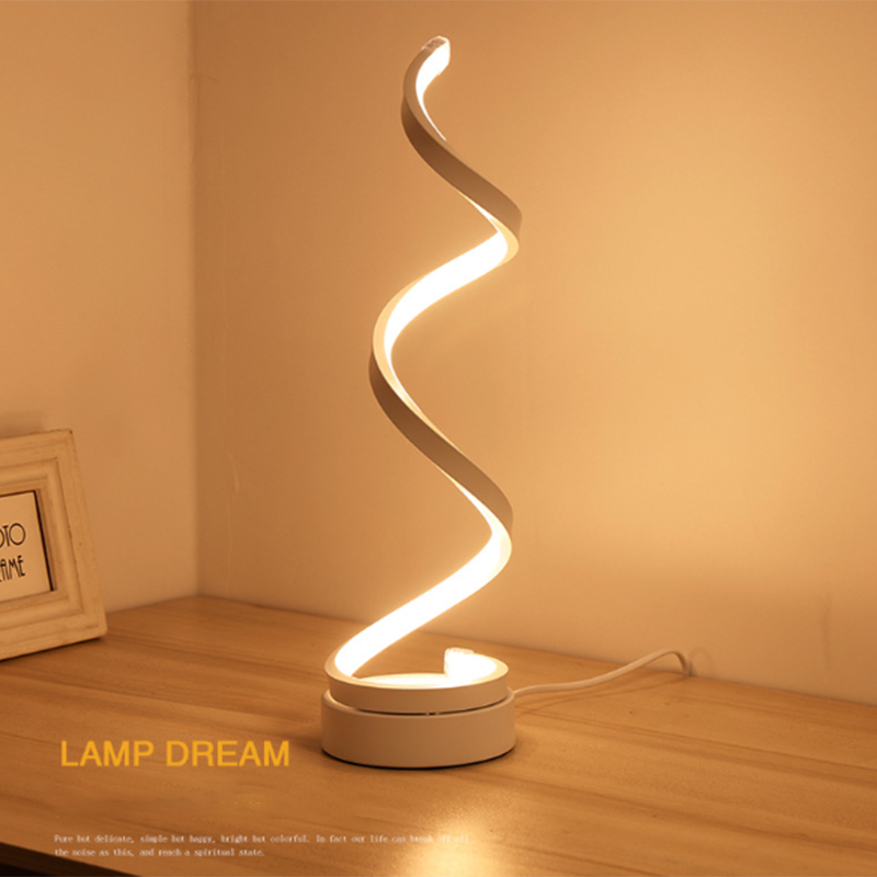 LED Spiral Living Room Table Lamp Desk Warm White Modern Read Western Romantic