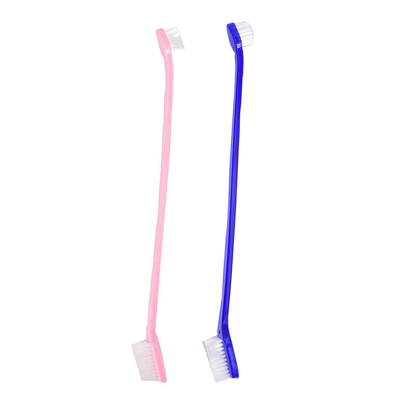2pcs Dog dual-end toothbrush pet oral dental 2 sided brush helps reduce p.l8