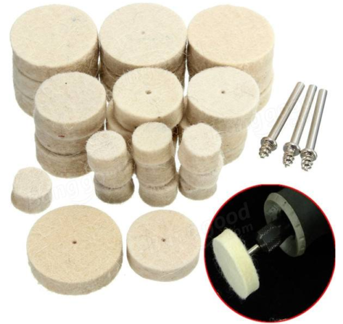 30pcs Wool Felt Polishing Buffing Round Wheel Tool +3 Shank For Rotary