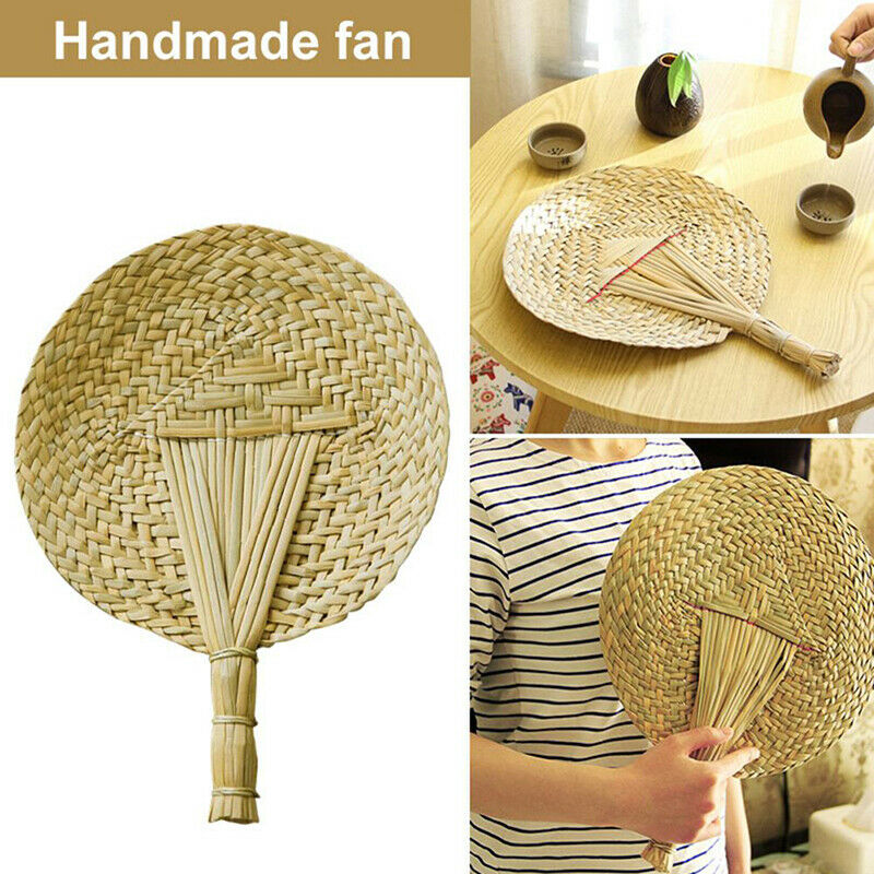 Hand-Woven Fan Cattail Leaf Braided Fan Chinese Style Handmade Straw F.l8