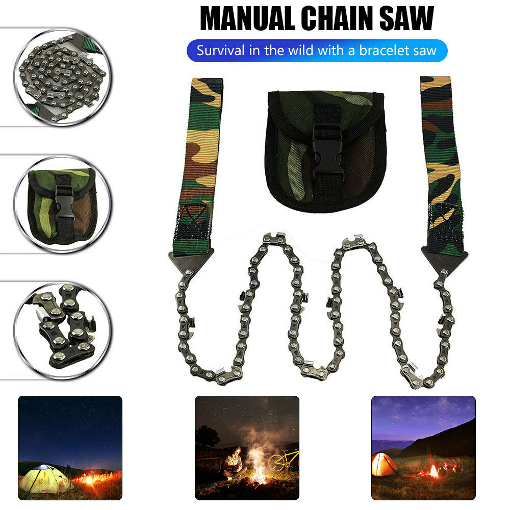 Portable Chain Saw with Camouflage Pocket Bag Hand Saw Tools Folding Chainsaw LI