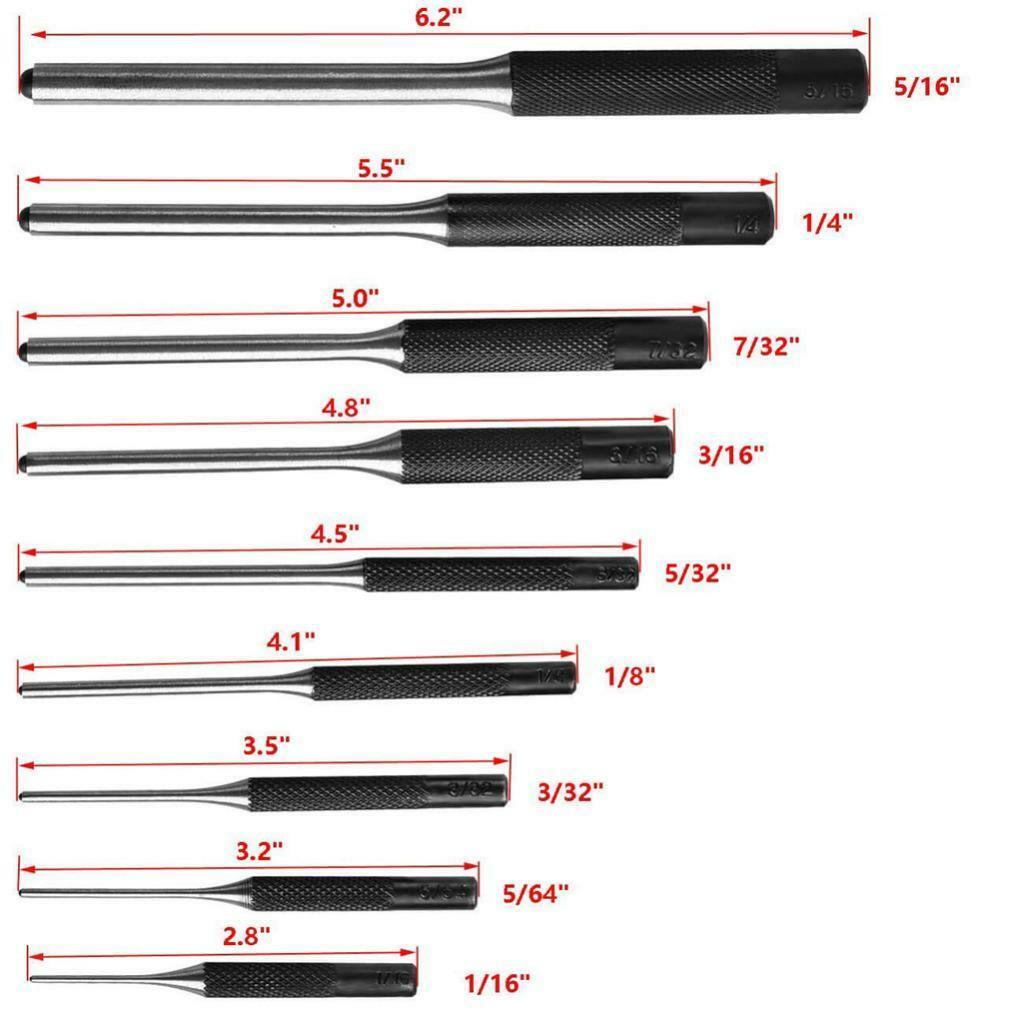 14pcs Durable Pin Punch Tool Set Roll Pin Punch + Hollow End Starter Punch