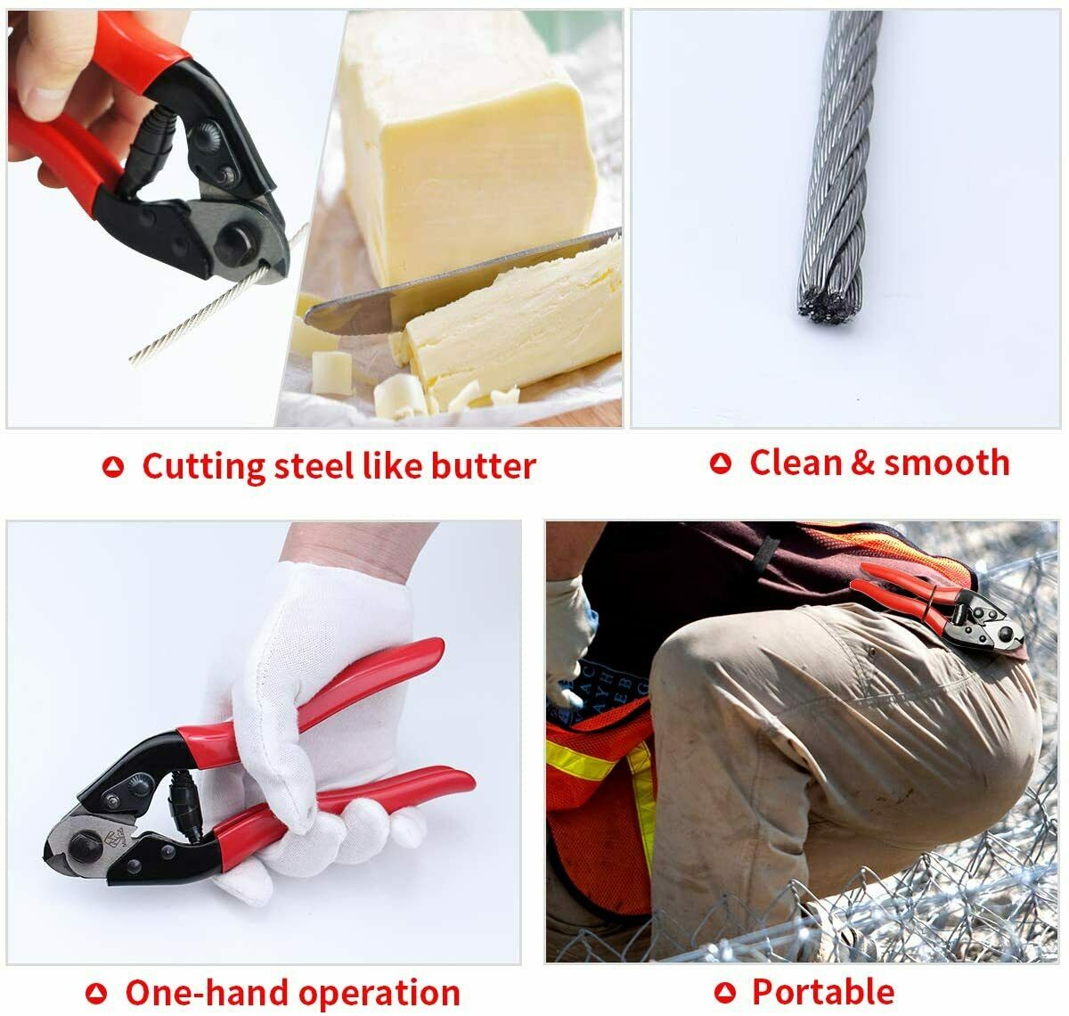 Newest Stainless Steel Wire Rope Aircraft Bicycle 7mm Cable Cutter Deck Railing