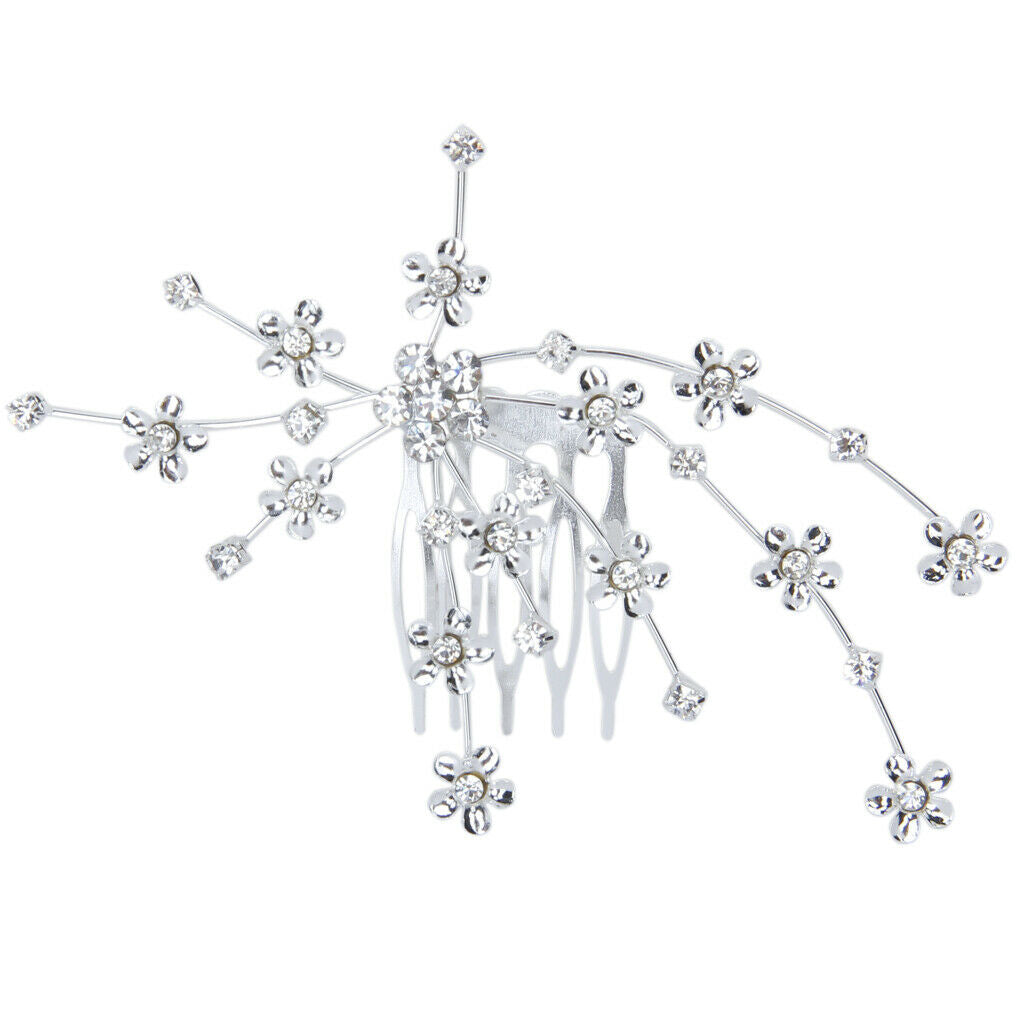Bridesmaid Bride Crystal Diamante Flower Comb Style Tiara