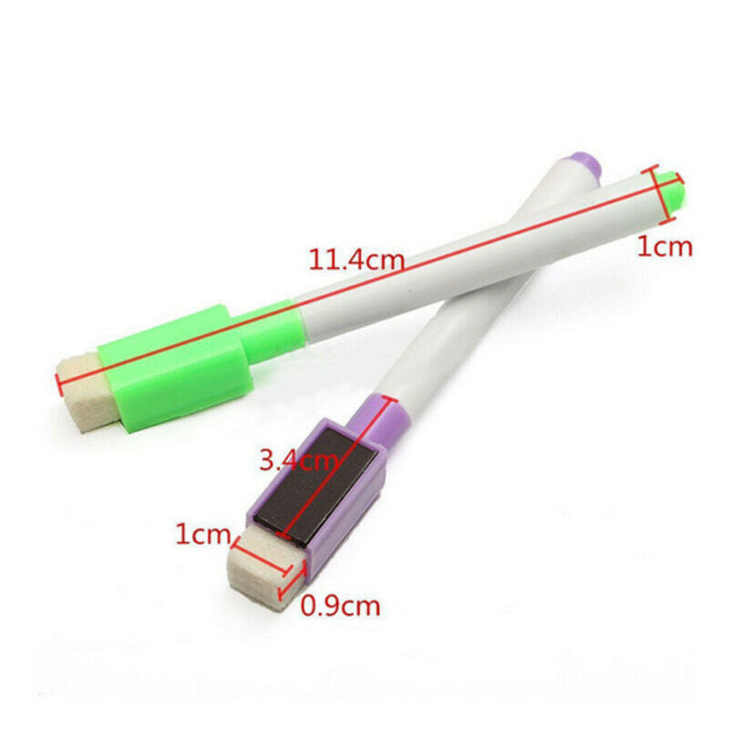 Set Of 8 Color Magnet Pens Magnetic Dry Wipe White Board Markers Built In Erase