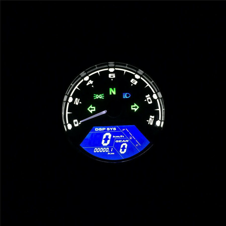 Motorcycle For Chopper Cafe Racer LCD Signal Speedometer Tachometer Gauge Alarm