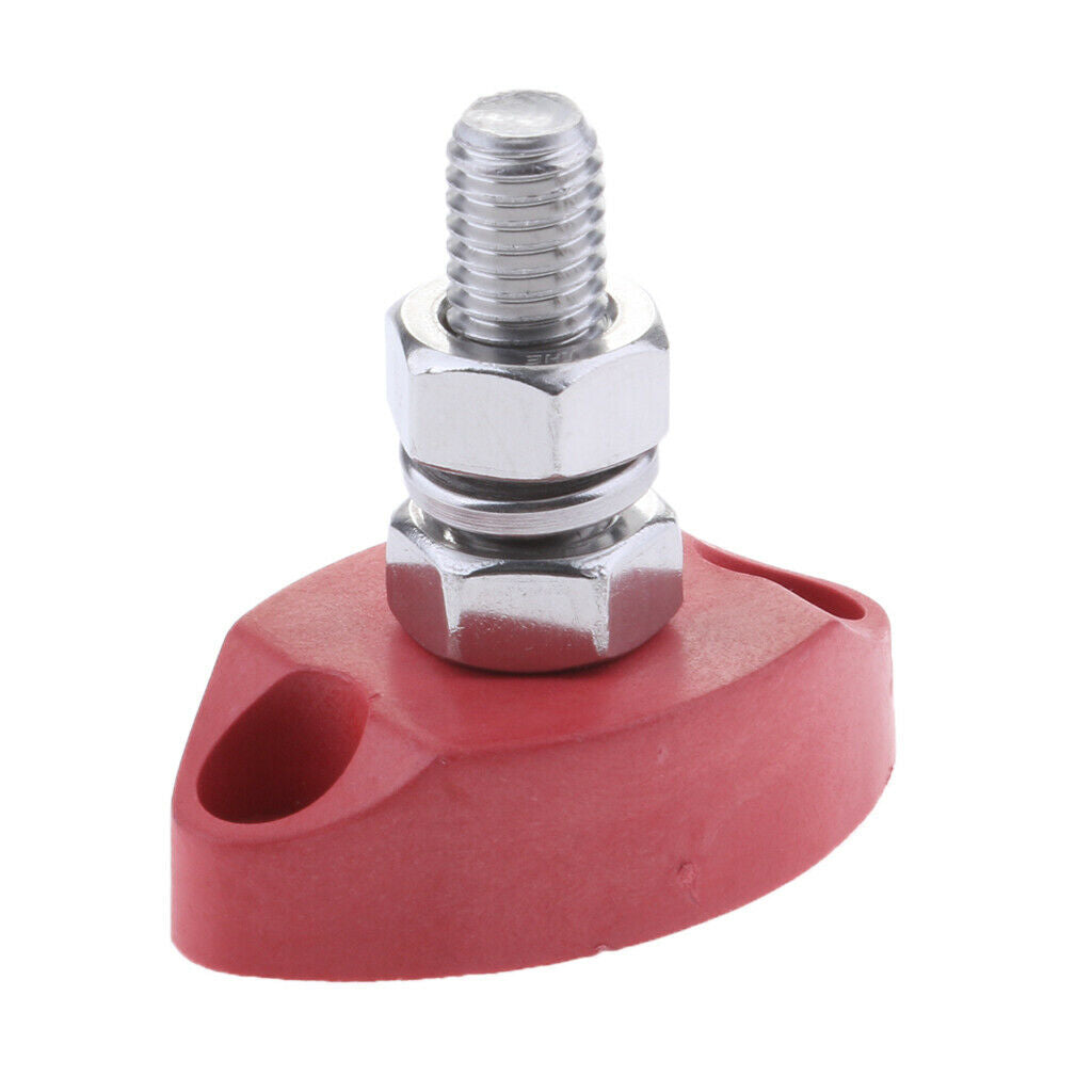 Stud Positive Insulated Battery Power Junction Block 1/4 inch 6mm (Red)