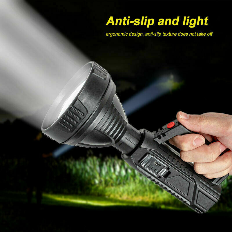 Super Bright LED Searchlight Handheld Spotlight Rechargeable Flashlight Portable