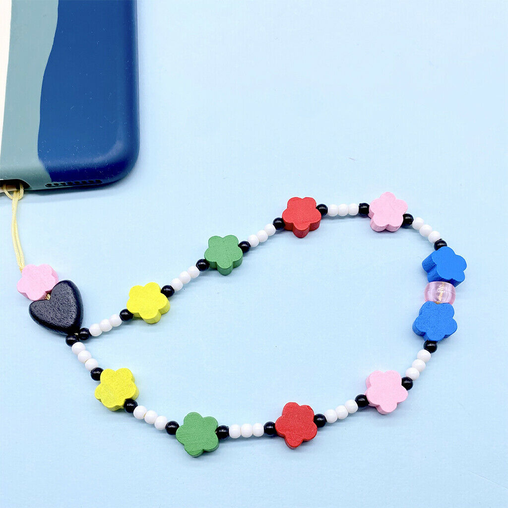 Flower Beaded Phone Lanyard Phone Decoration DIY Beads Charms Key Chain