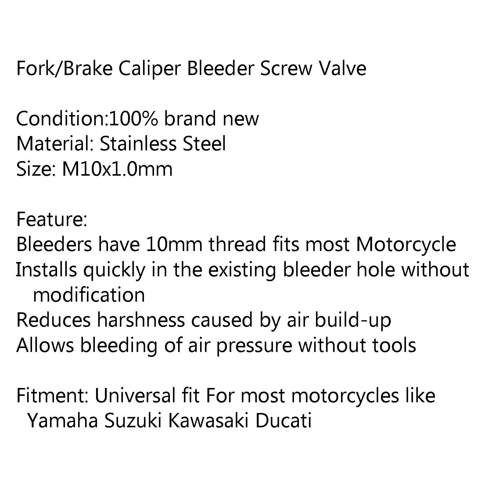 M10x1.0mm Motorcycle Brake Caliper Bleeder Screw Fork Air Bleeder Valves
