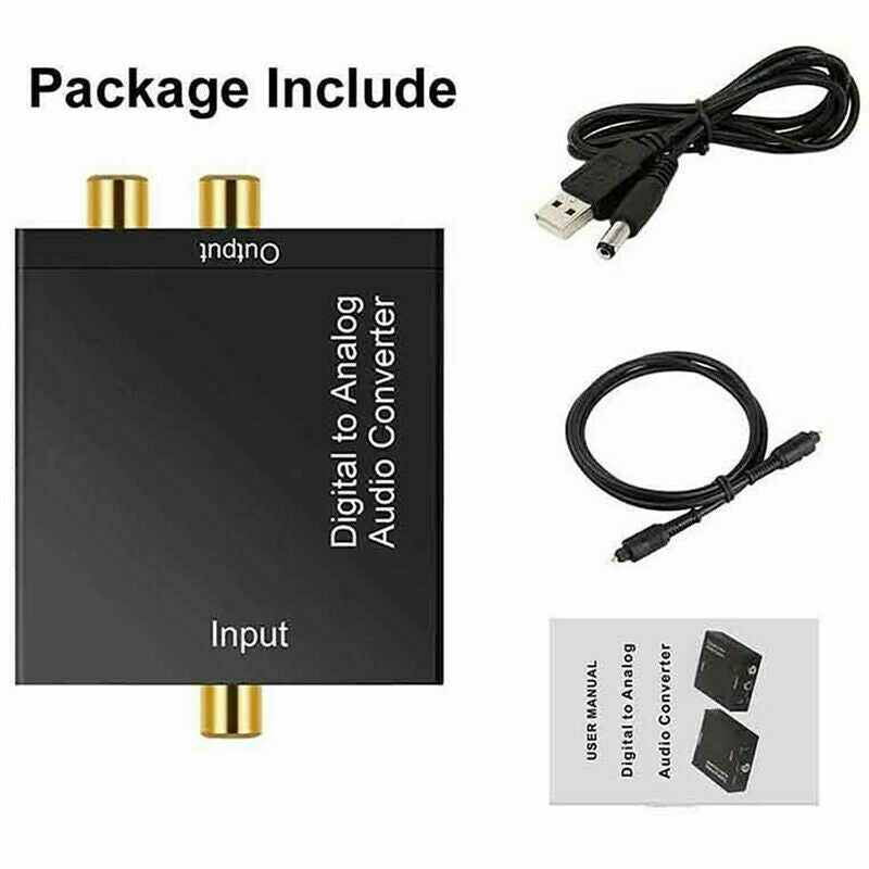 Optical Coaxial Toslink Digital to Analog Audio Converter Adapter RCA L/R