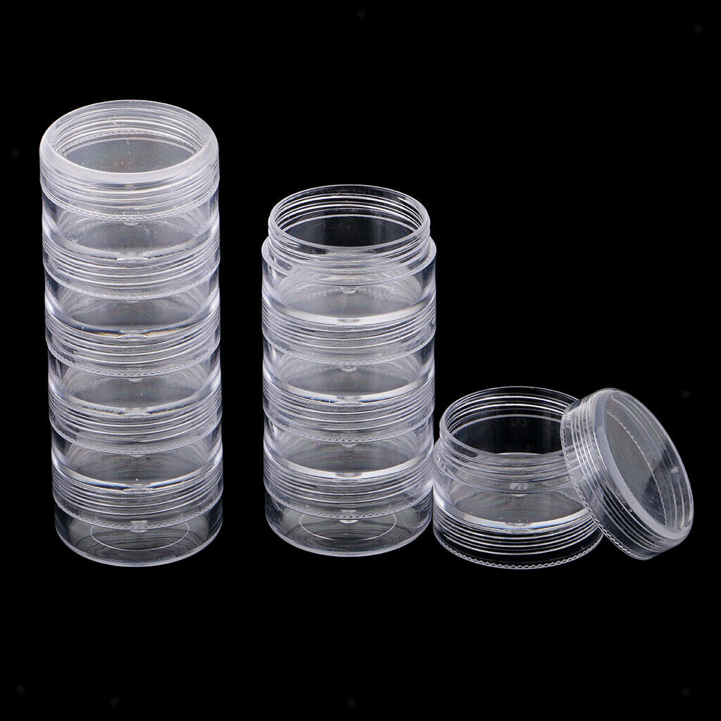 4X 2Set Stackable Beads Box Case Organizer w/ Screw Lids for Jewellery 95x36mm