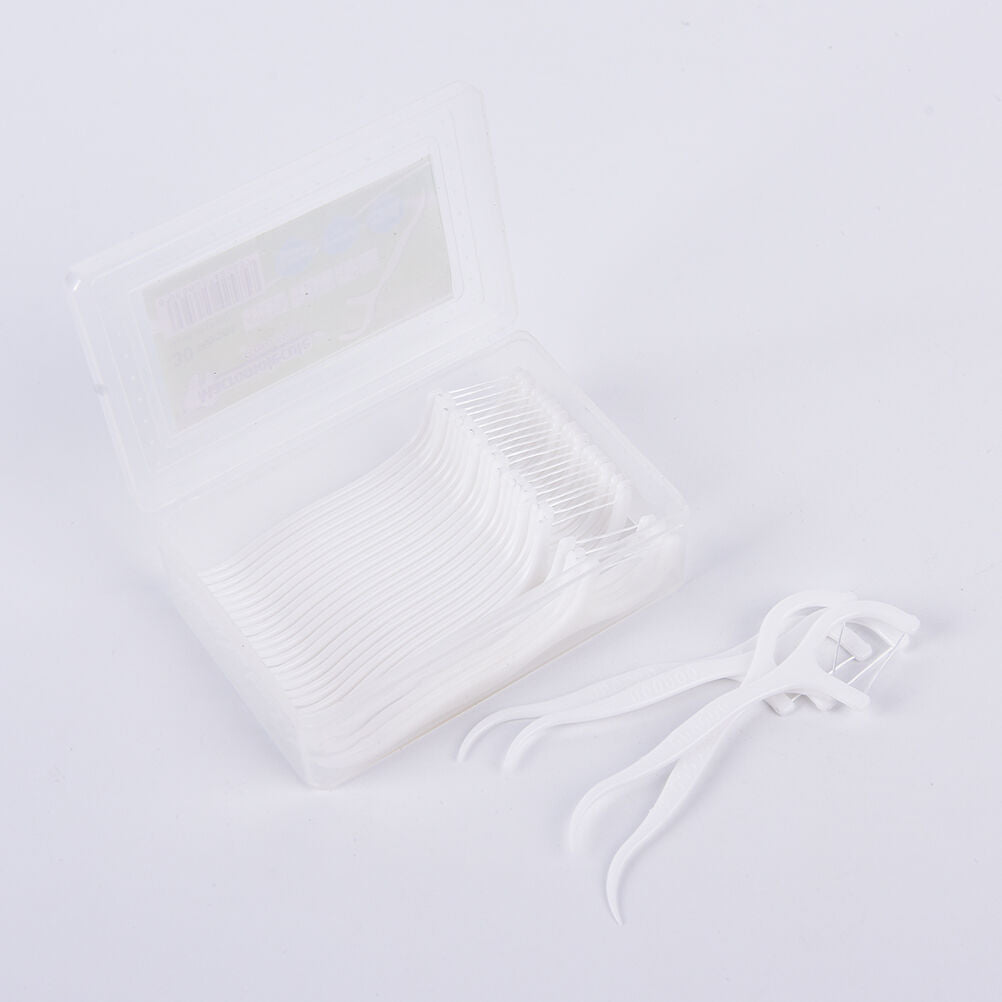30Pcs/Box Sticks Health Tooth Clean Picks Dental Floss Flosser Toothpicks.l8