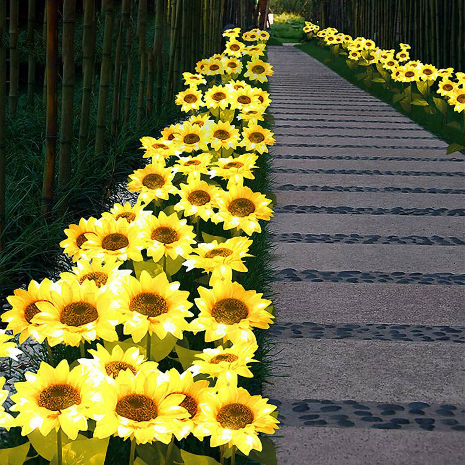 LED Solar Sun Flower Lamps Lawn Light For Patio Outdoors Decor Walkway