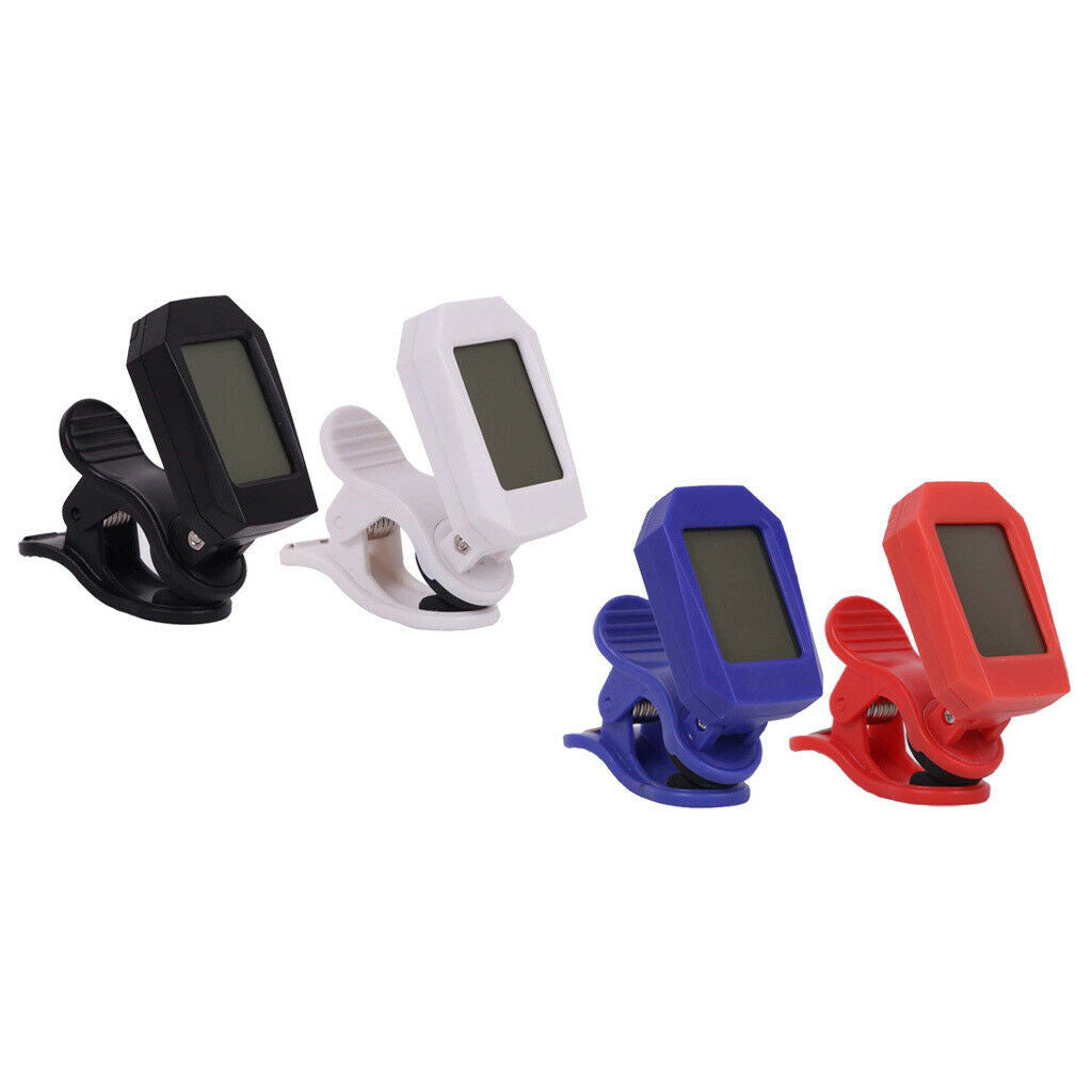 Clip On Tuner with LCD Display for Guitar Bass Ukulele Banjo Violin Black