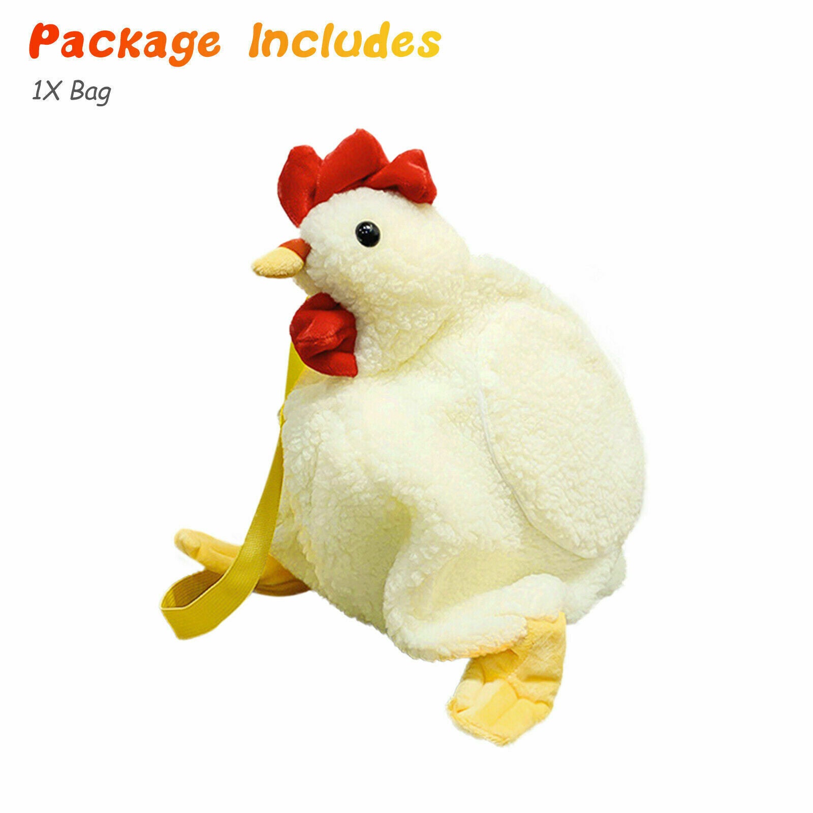 Women Faux Fur Tote Shoulder Bag Cartoon Chicken Plush Handbag Crossbody Pack
