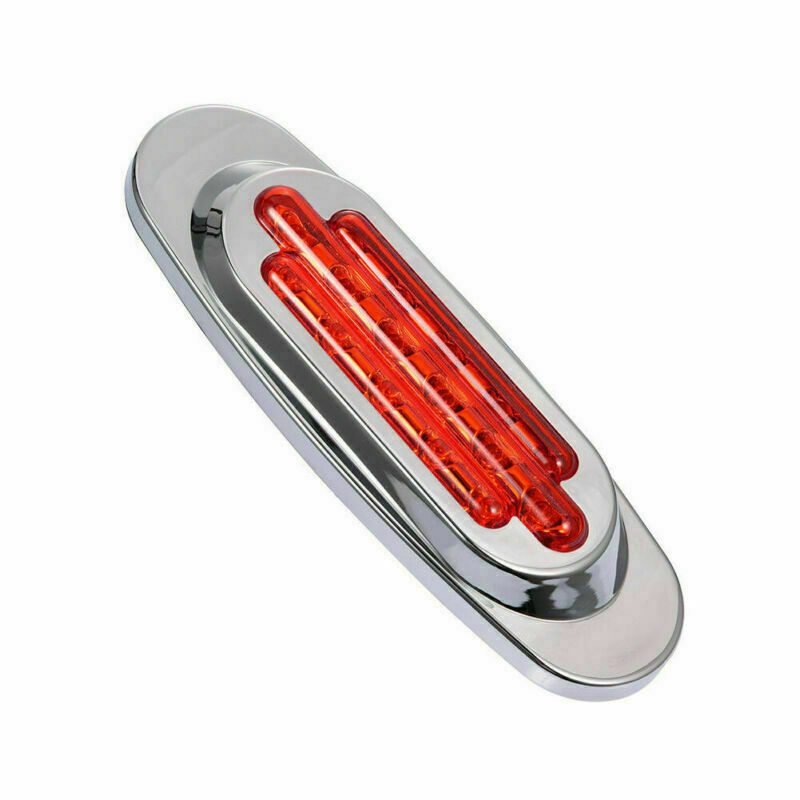 2x Red 2x Amber 16LED  6.5" 12V Trailer Side Marker Turn Signal Lights Chrome