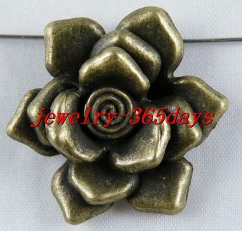 12pcs Bronze Color Rose Flower Charms 33x28x10mm 9764