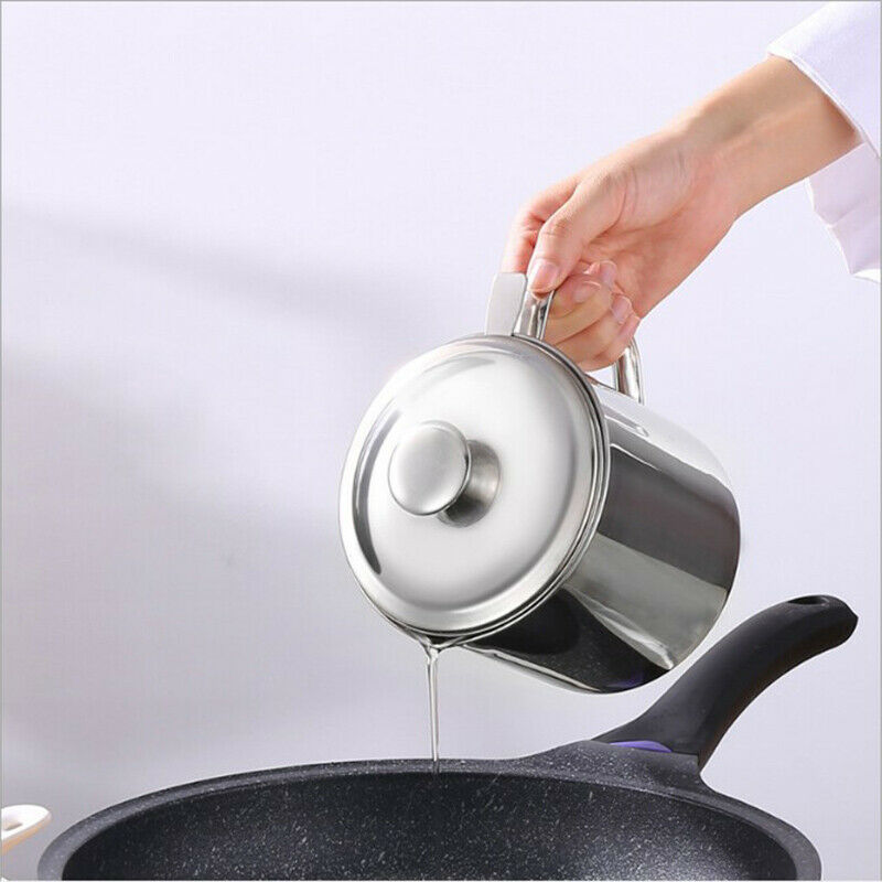 Container with Strainer Stainless Steel Oil Storage Can Strainer 1.2L with LBDA