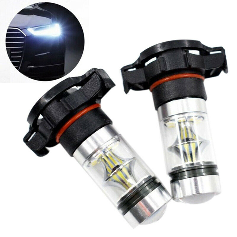 2x 5202 H16 PS24w High Power 100w 6000k Super White Led Fog Drl Lights Bulb T2C2