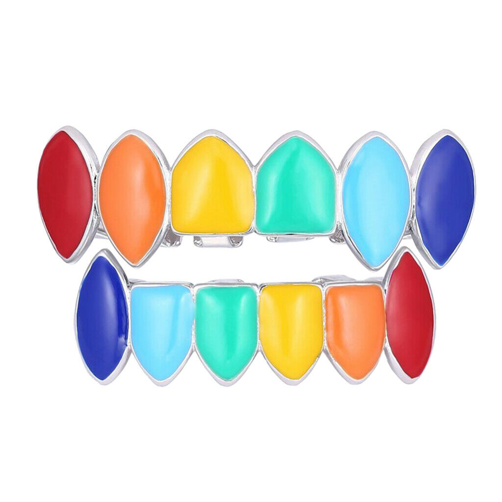 2 Sets Of Colorful Hip Hop Fang Teeth Grills Hollowen
