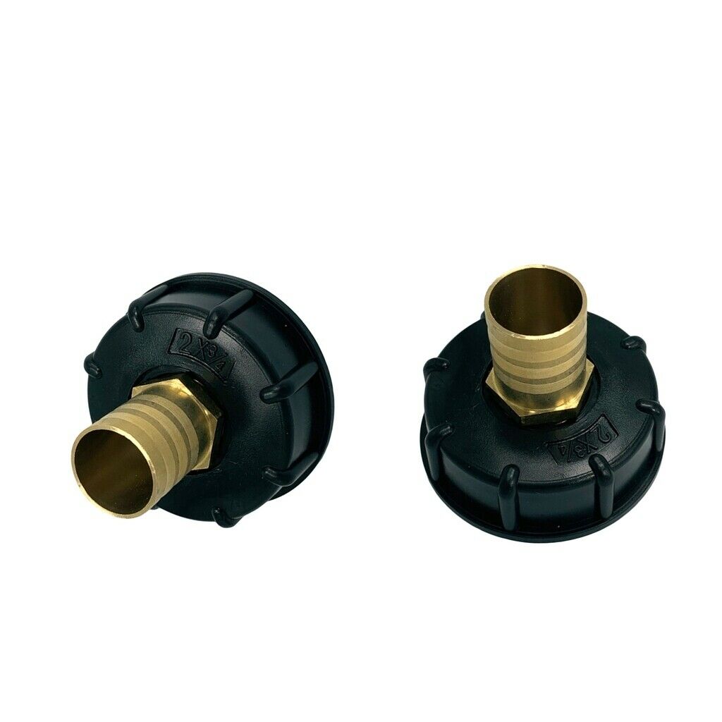 2x IBC 1000L Water Tank Tap Fitting Connector 3/4" Brass Hose Adapter Parts