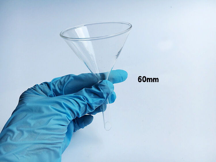 60mm Transparent Glass Powder Triangle Cone Funnel Lab Laboratory Glassware