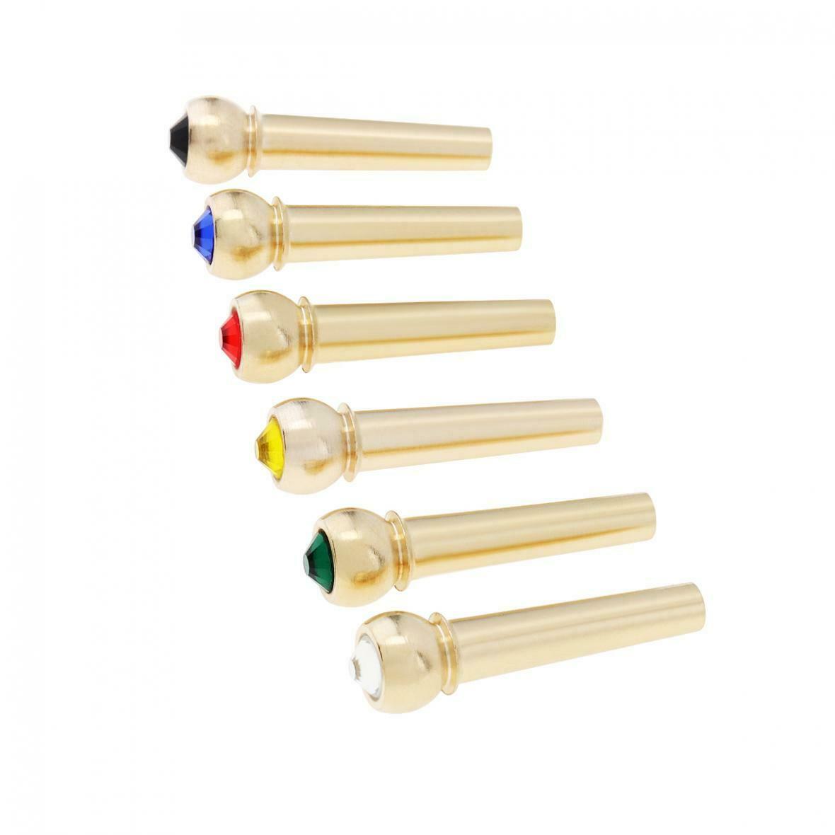 6pcs Guitar Strings Nail Acoustic Colorful Guitar Bridge Pins Brass Guitar