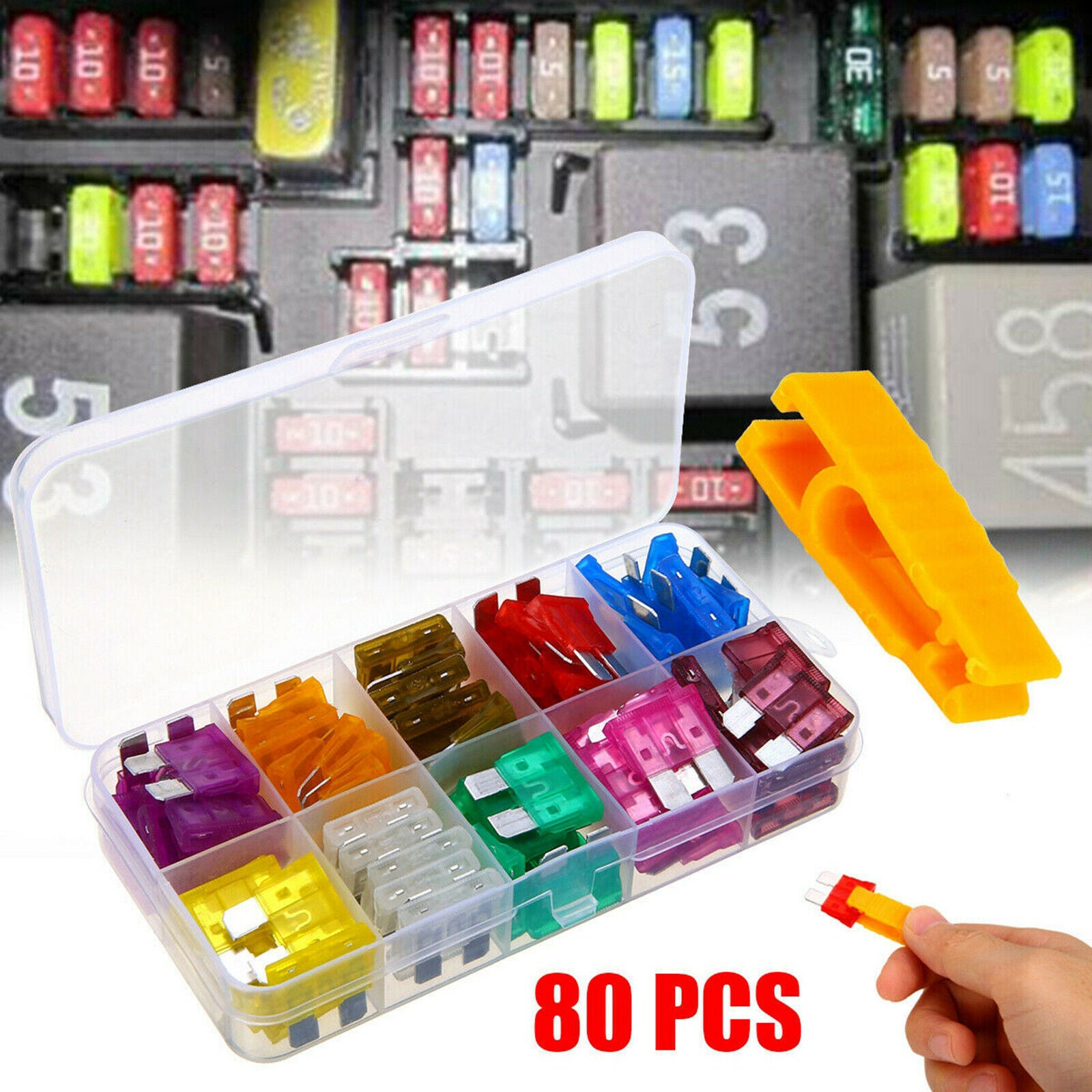 80pcs 12V Fuse Assorted Automotive Car SUV Fuses Kit with Puller Replacement