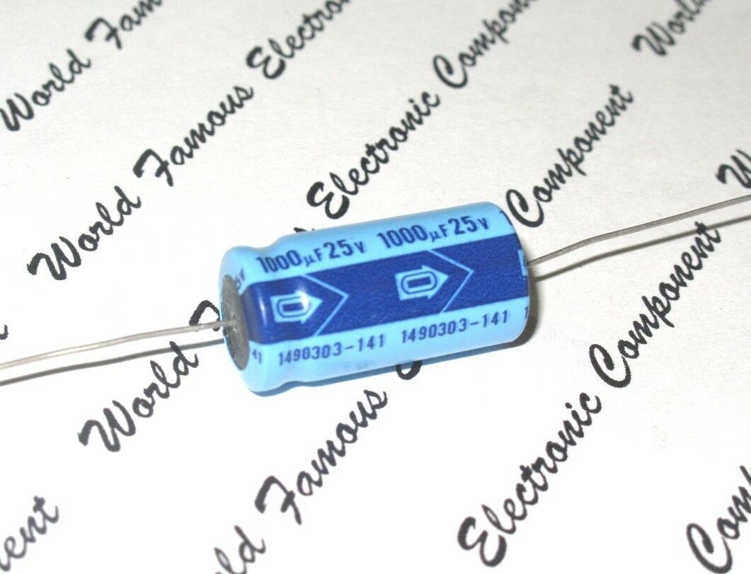 2pcs-NICHICON A17 1000uF (1000µF) 25V Axial Hi-Fi Audio Electrolytic Capacitor