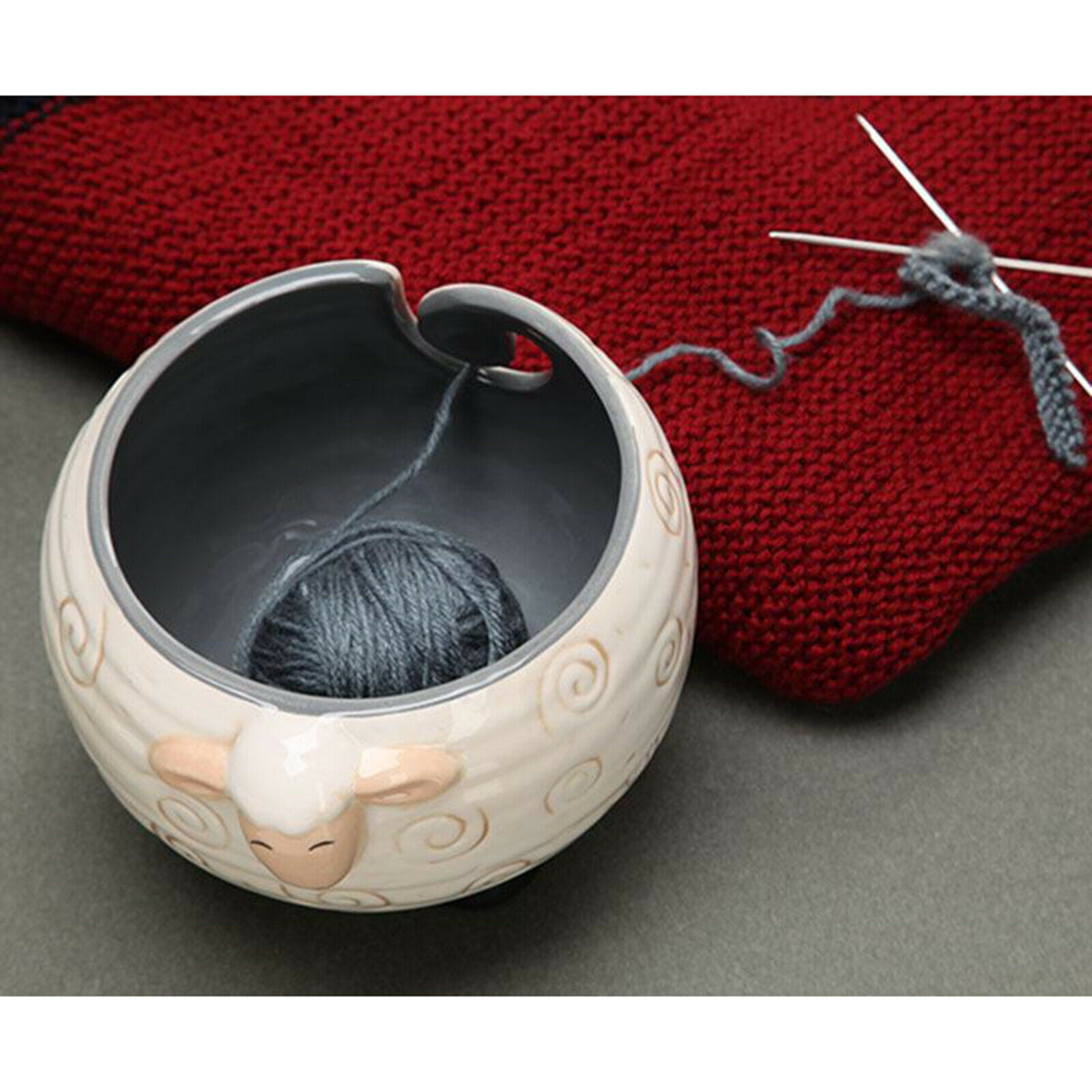 Ceramic Yarn Bowl Knitter Crochet Knitting Craft Storage Bowl Crocheting Hook