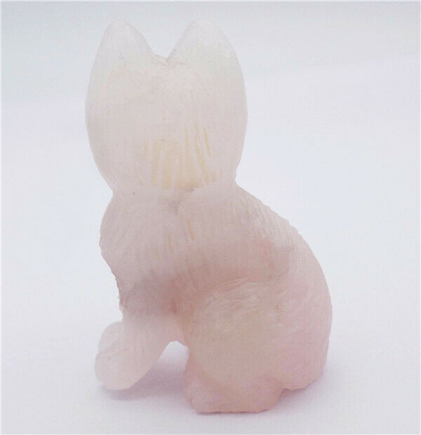 48x32x20mm Natural Rose Quartz Carved Cat Decoration Statue Home Decor HH7658