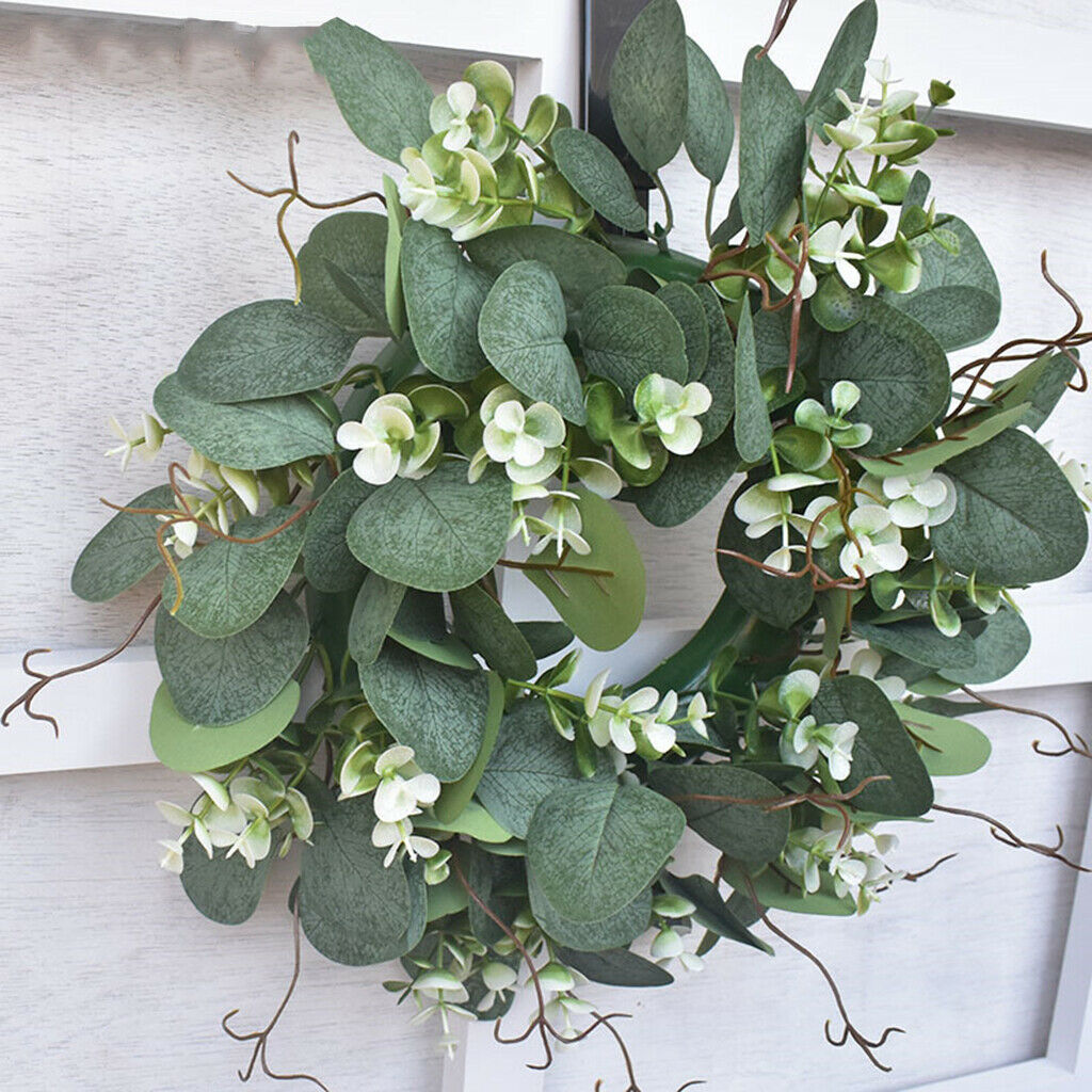 Eucalyptus Wreath Artificial Green Leaves Garland Hanging Wall Window Decor