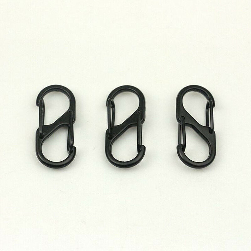 Stainless Steel S Type Carabiner With Lock Mini Keychain Hook Camping Key-L JD