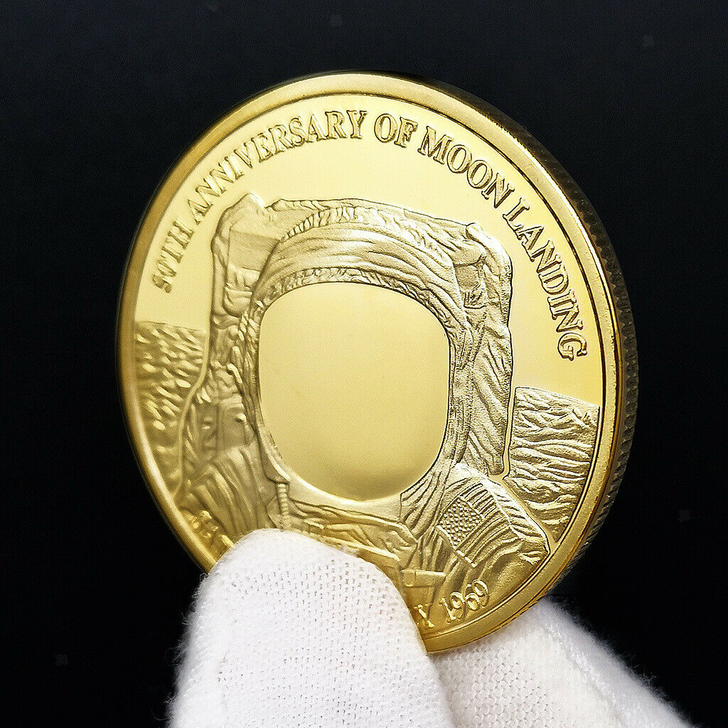 2x 40mm Plated Commemorative Coin Moon Anniversary Keepsake Collectibles