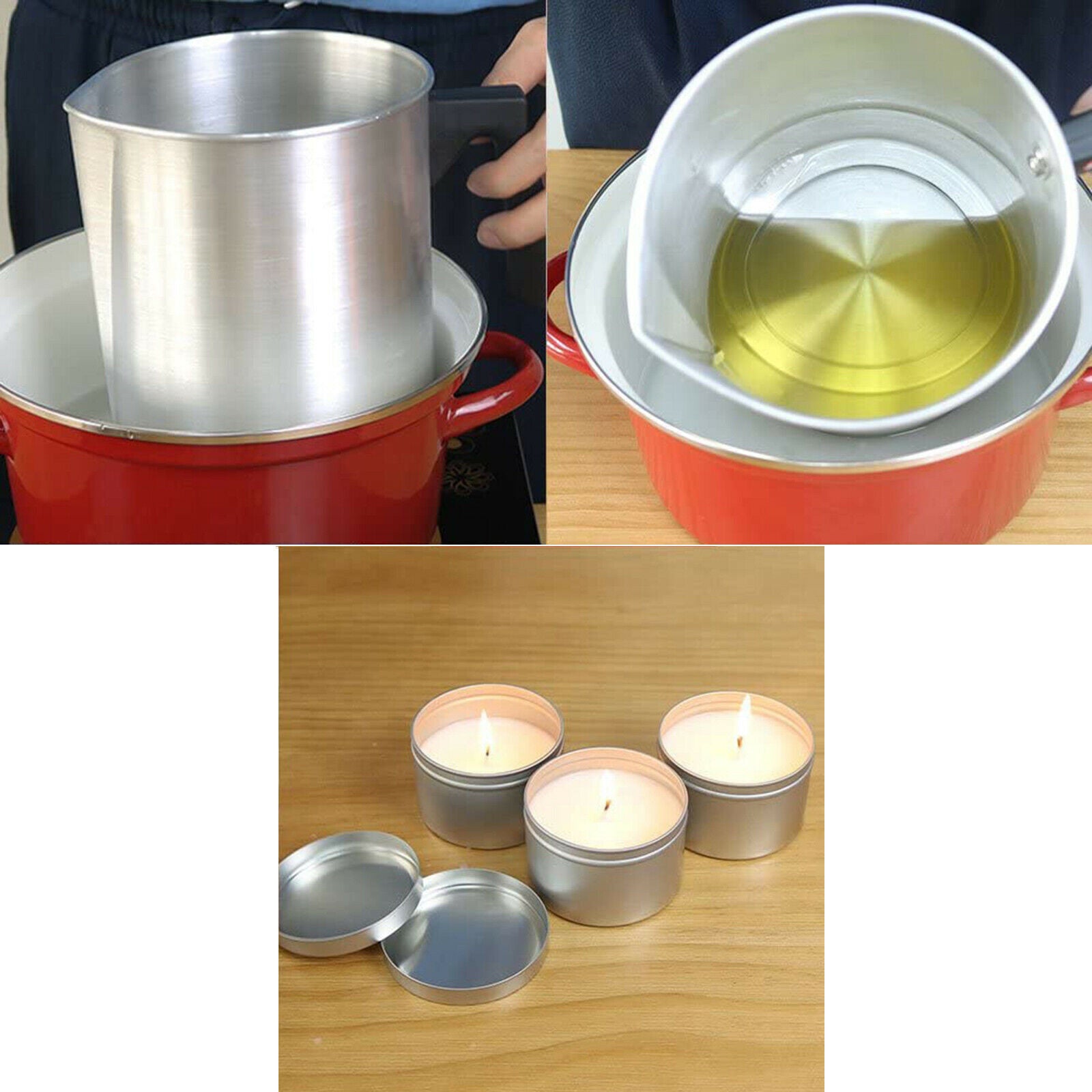 3 Liters Candle Melting Pot Holder Set with Thermometer Thick Aluminium