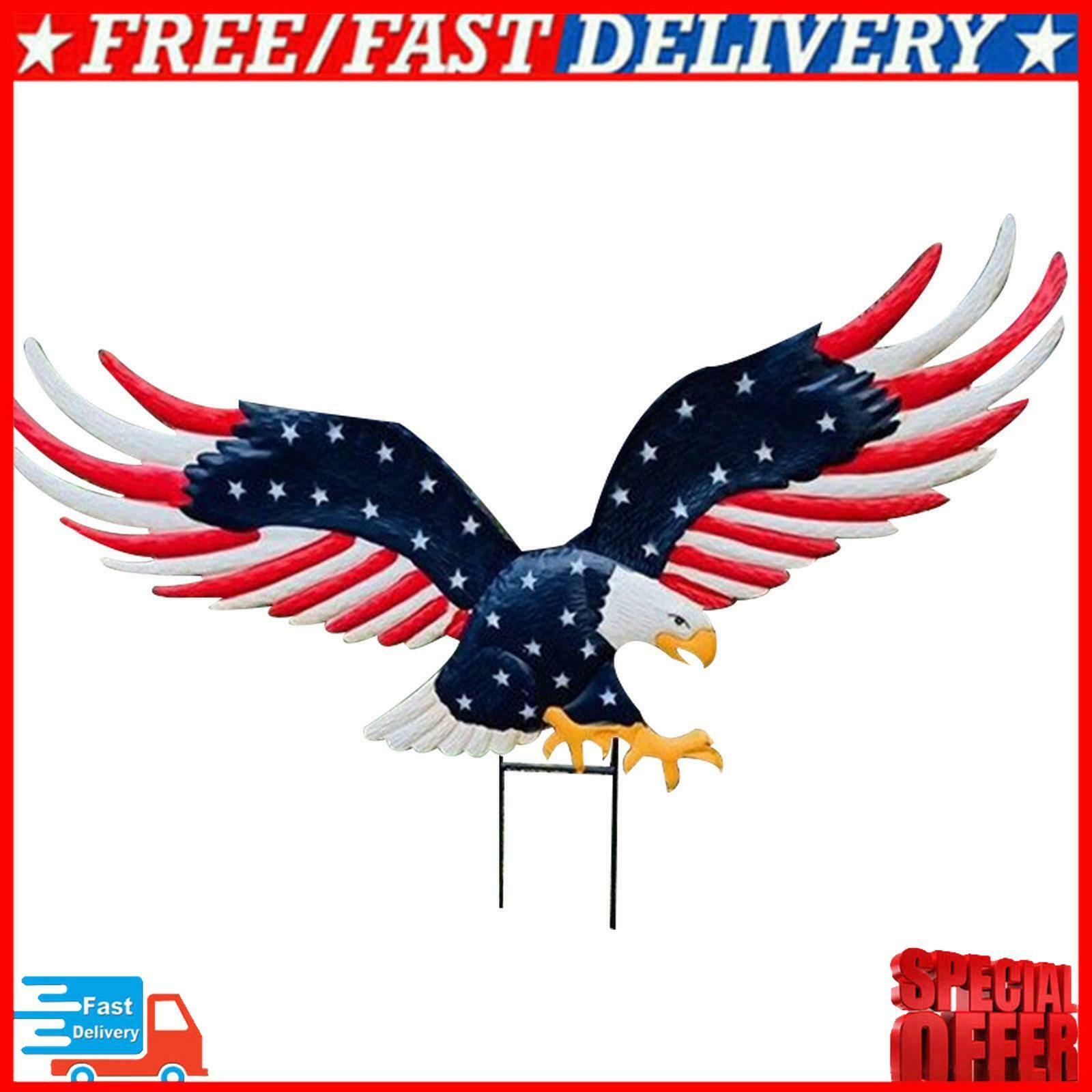 American Eagle Garden Decoration Ground Plug in Lawn Outdoor Yard Decor Crafts