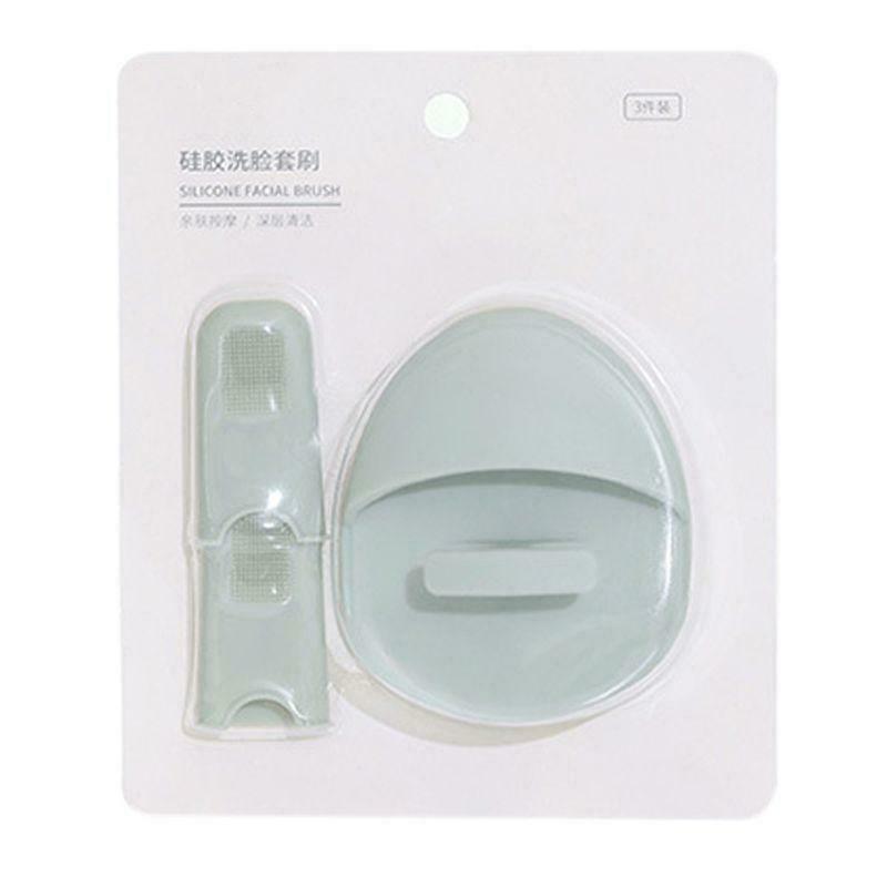 3Pcs Silicone Face Cleanser Massager Brush Manual Facial Blackhead Nose Scrubber