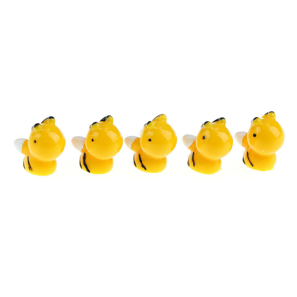 5Pcs Lovely Bee Miniatures For Fairy Garden Gnomes Moss Terrariums Decorat.l8