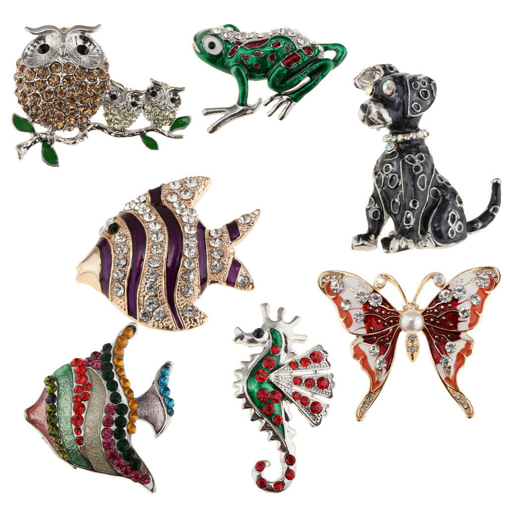 Fashion Crystal Animal Brooch Pin Rhinestone Personality Brestpin Sea Horse