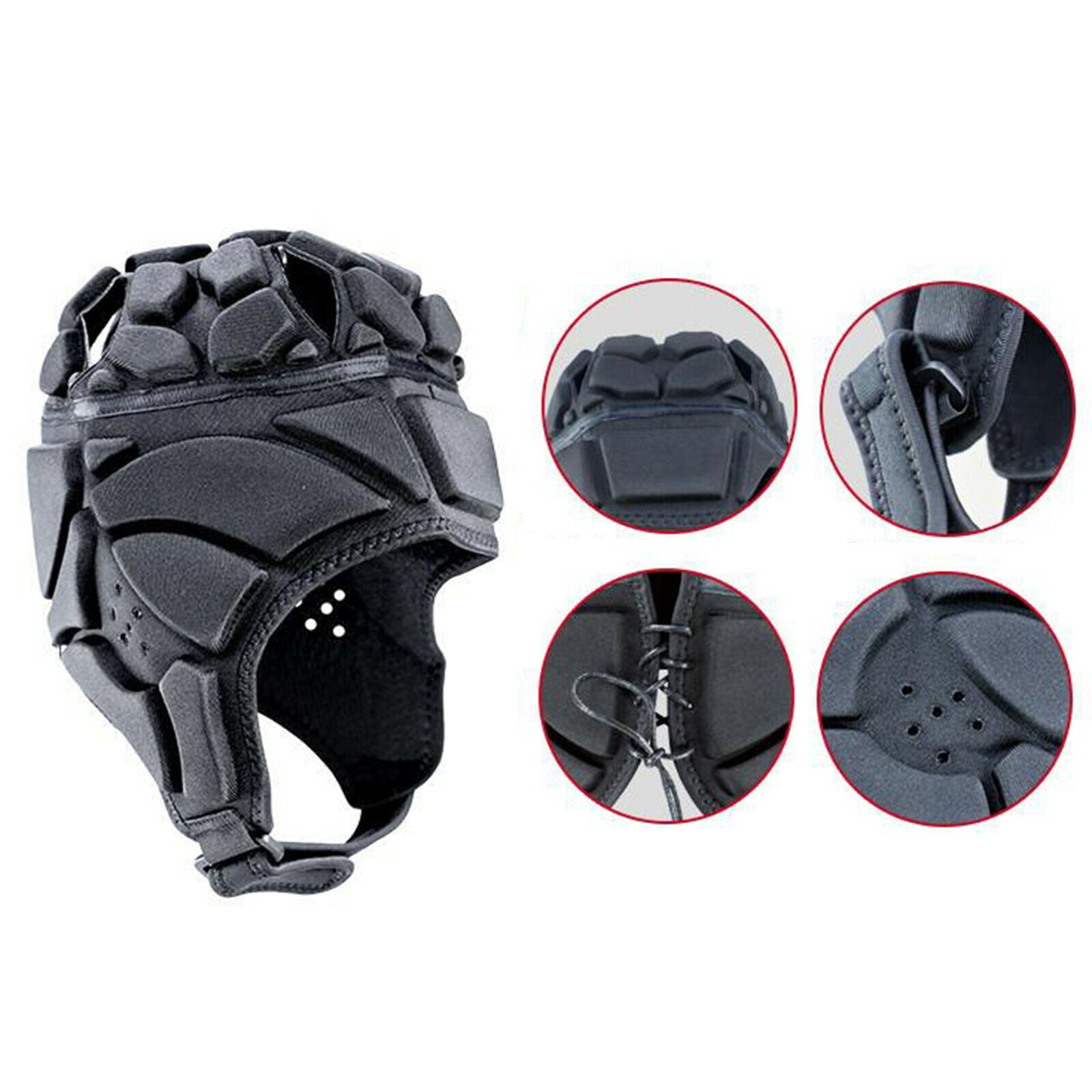 Rugby Helmet Headgear Scrum   Hockey Head Protector Protect Hat Black XL 65cm